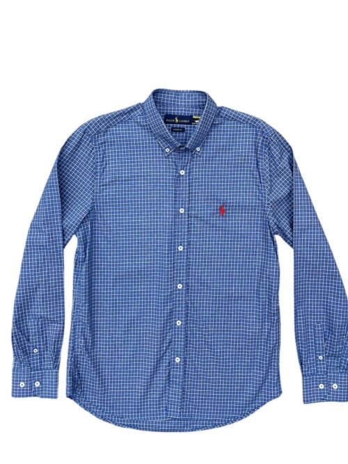 Camisa Ralph Lauren Masculina Xadrez Marinho Pony Vermelho
