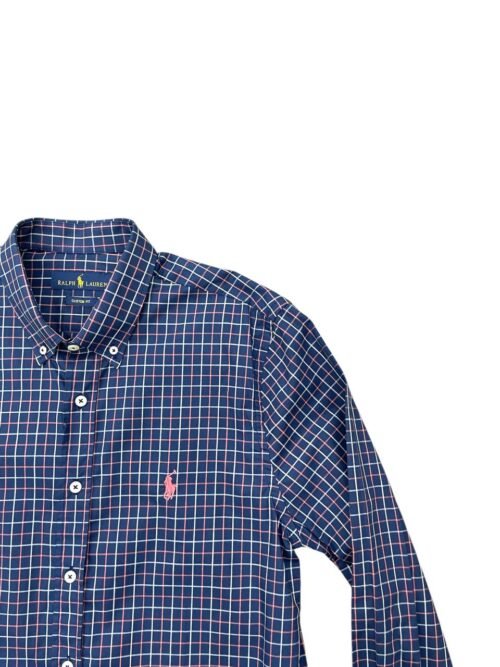 Camisa Ralph Lauren Masculina Xadrez Marinho Pony Coral
