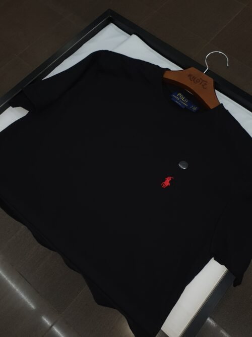 Camiseta Básica Ralph Lauren Masculina Preta Pony Vermelho