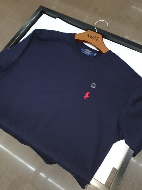 Camiseta Básica Ralph Lauren Masculina Azul Marinho Pony Vermelho