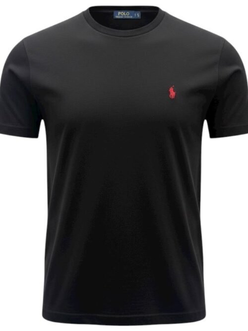 Camiseta Básica Ralph Lauren Masculina Preta Pony Vermelho