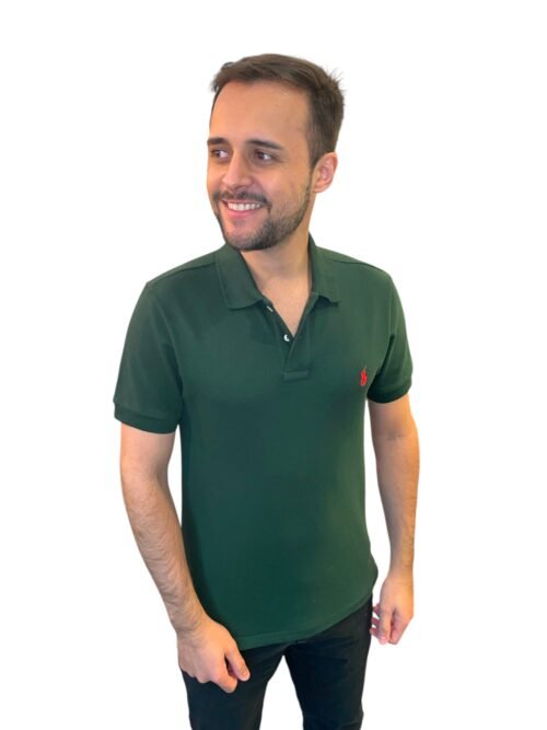 Polo Ralph Lauren Masculina Verde Floresta Pony Vermelho