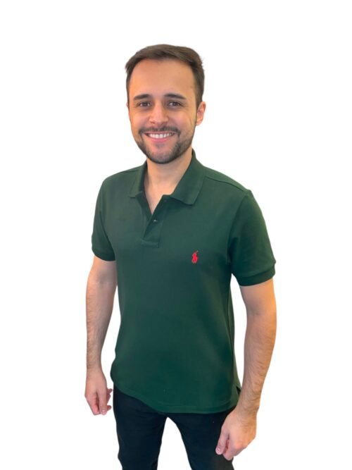 Polo Ralph Lauren Masculina Verde Floresta Pony Vermelho