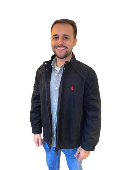 Jaqueta Sarja Ralph Lauren Masculina Inverno Rigoroso Preta com Pony Vermelho
