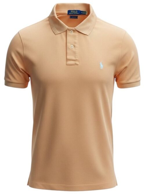 Polo Ralph Lauren Masculina Abóbora Pony Branco Gola Diferenciada