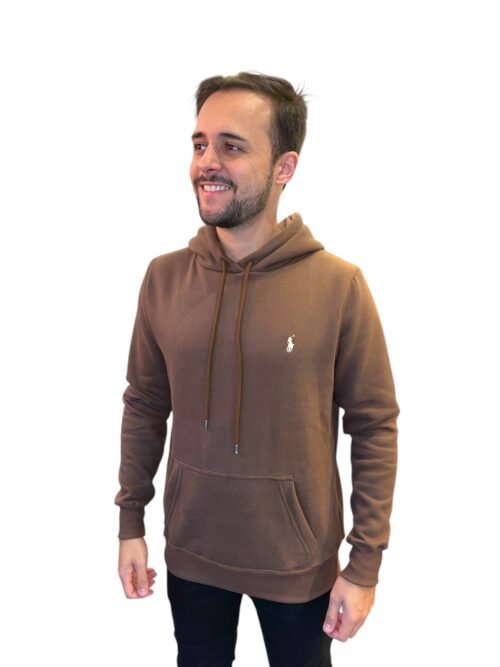 Moletom Ralph Lauren Masculino Marrom Pony Branco