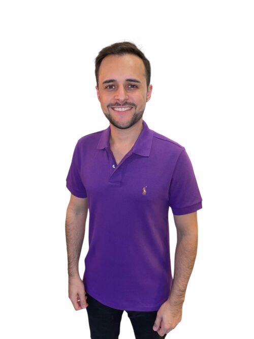 Polo Ralph Lauren Masculina Roxa Pony Colorido