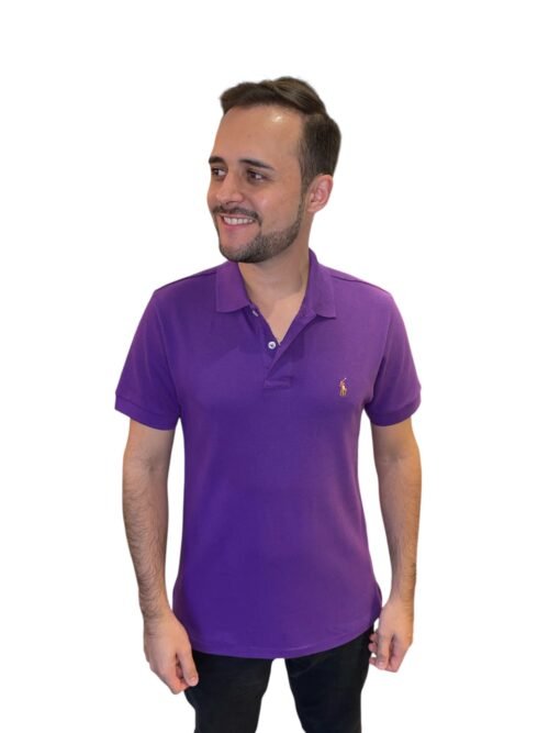 Polo Ralph Lauren Masculina Roxa Pony Colorido