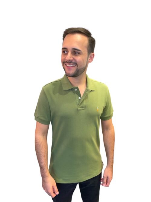 Polo Ralph Lauren Masculina Verde Oliva Pony Colorido