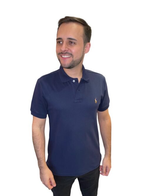 Polo Ralph Lauren Masculina Azul Marinho Pony Colorido