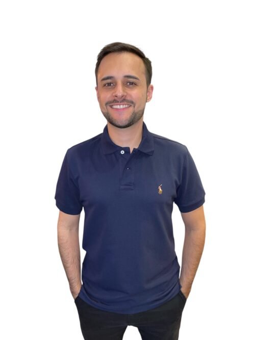 Polo Ralph Lauren Masculina Azul Marinho Pony Colorido