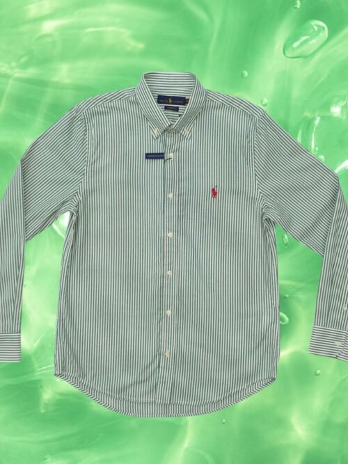 Camisa Ralph Lauren Masculina Verde Listras Pony Vermelho
