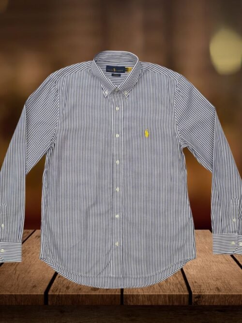 Camisa Ralph Lauren Masculina Azul Naval Pony Amarelo