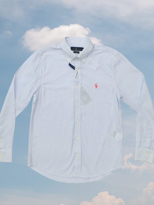 Camisa Ralph Lauren Masculina Azul Bebê Listras Pony Pitaya