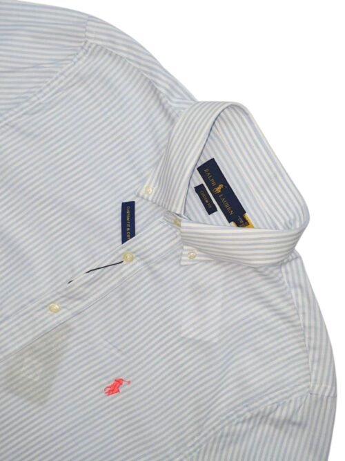 Camisa Ralph Lauren Masculina Azul Bebê Listras Pony Pitaya