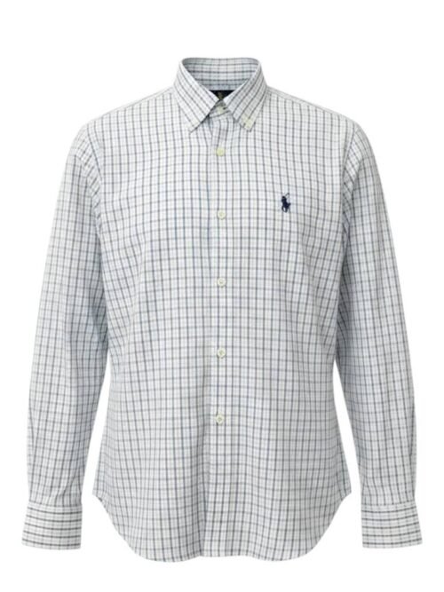 Camisa Ralph Lauren Masculina Xadrez Executivo Pony Marinho