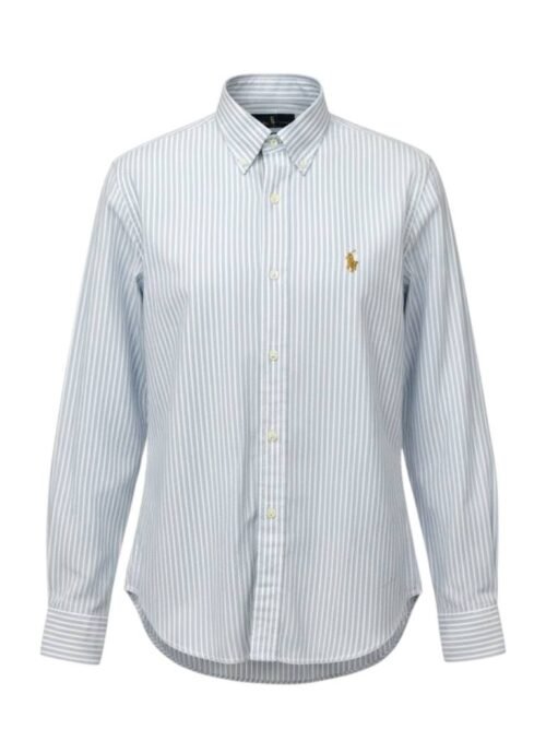 Camisa Ralph Lauren Masculina Branca Listras Executiva e Pony Dourado