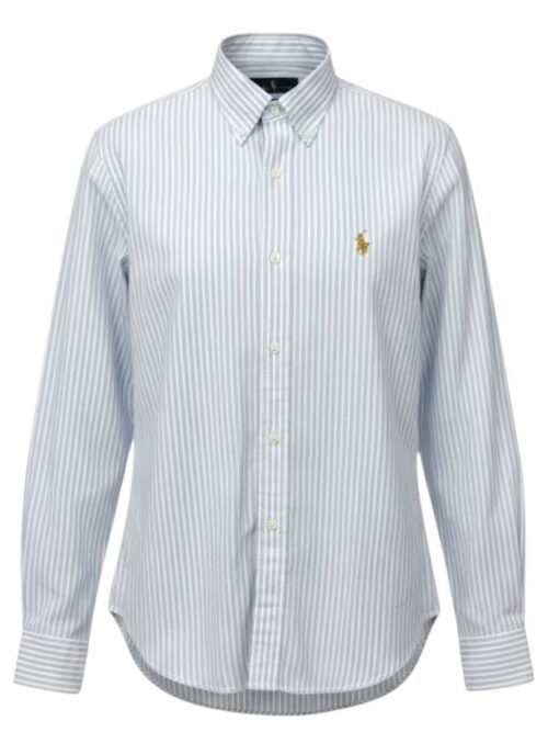 Camisa Ralph Lauren Masculina Branca Listras Executiva e Pony Dourado