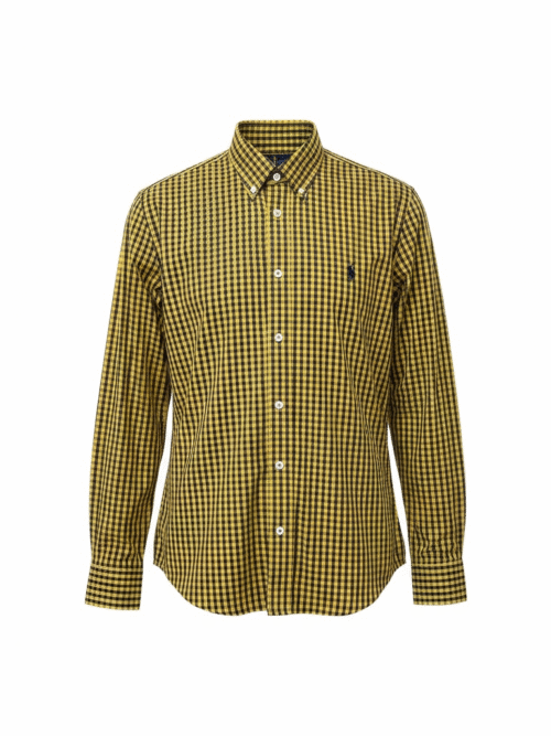 Camisa Ralph Lauren Masculina Xadrez Mostarda Pony Preto