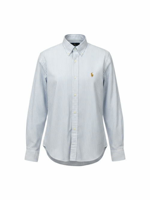 Camisa Ralph Lauren Masculina Branca Listras Executiva e Pony Dourado