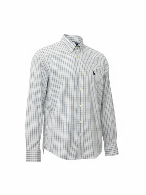 Camisa Ralph Lauren Masculina Xadrez Executivo Pony Marinho