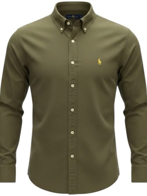 Camisa Ralph Lauren Masculina Oxford Tinturado Verde Sevilha Pony Esmeralda