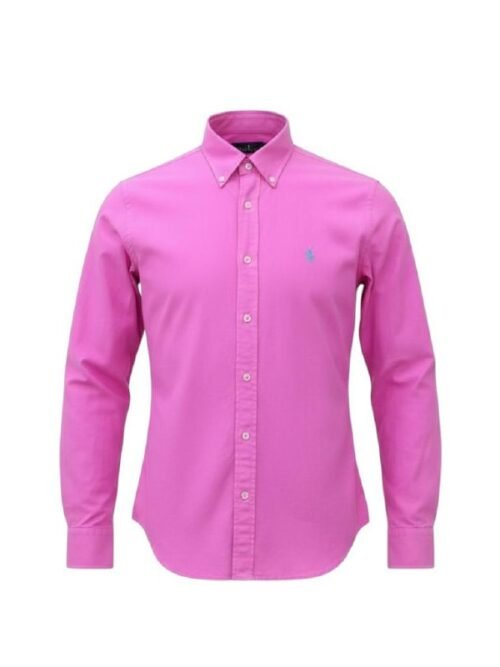 Camisa Ralph Lauren Masculina Oxford Tinturado Rosa Bebê Pony Celeste