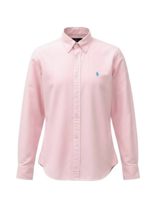 Camisa Ralph Lauren Masculina Oxford Tinturado Rosa Bebê Pony Celeste