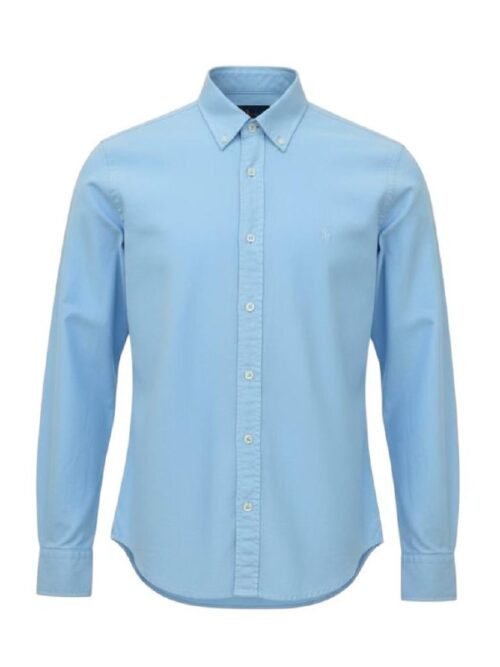 Camisa Ralph Lauren Masculina Oxford Tinturado Azul Bebê Pony Monocromático