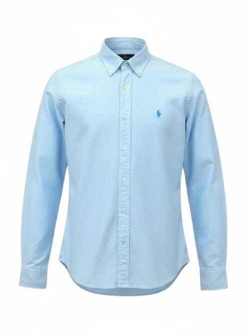 Camisa Ralph Lauren Masculina Oxford Tinturado Azul Bebê Pony Azul