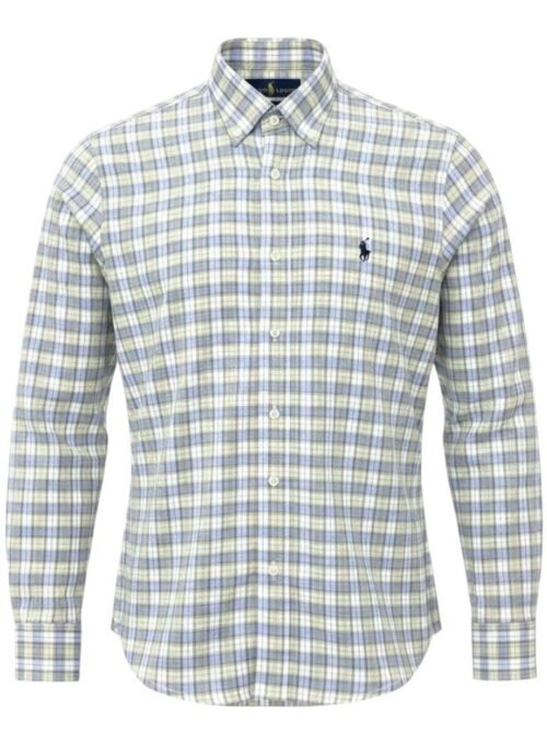 Camisa Ralph Lauren Masculina Xadrez Espaçado Caramelo Pony Preto