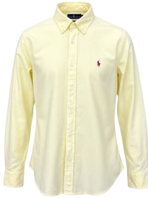 Camisa Ralph Lauren Masculina Oxford Tinturado Amarela Pony Vermelho