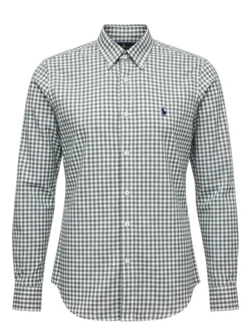 Camisa Ralph Lauren Masculina Xadrez Cinzento Pony Chumbo