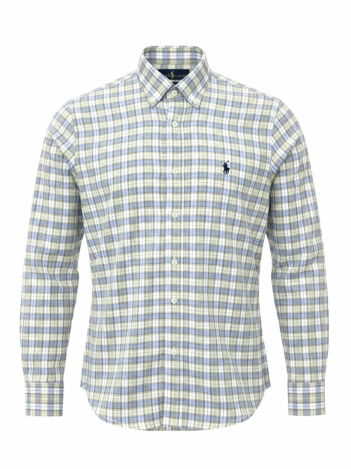 Camisa Ralph Lauren Masculina Xadrez Espaçado Caramelo Pony Preto