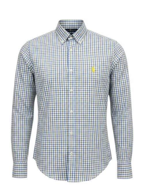 Camisa Ralph Lauren Masculina Xadrez Verão Pony Amarelo