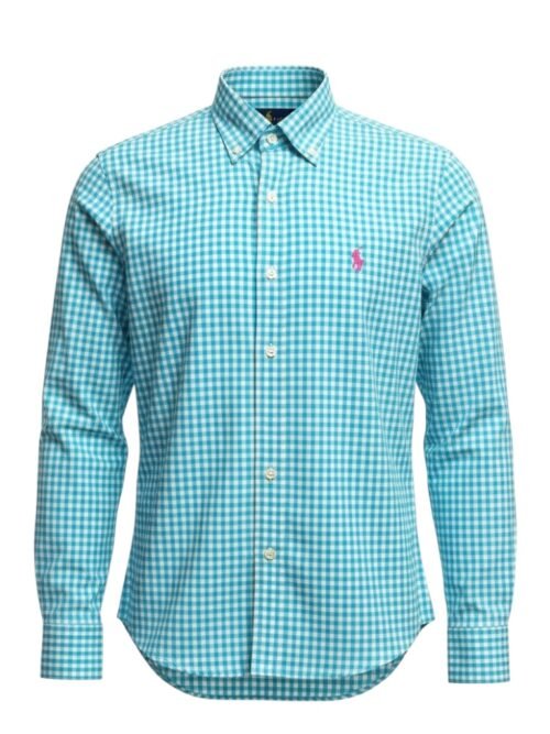 Camisa Ralph Lauren Masculina Xadrez Azul Esmeralda Pony Rosa