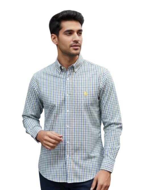 Camisa Ralph Lauren Masculina Xadrez Verão Pony Amarelo