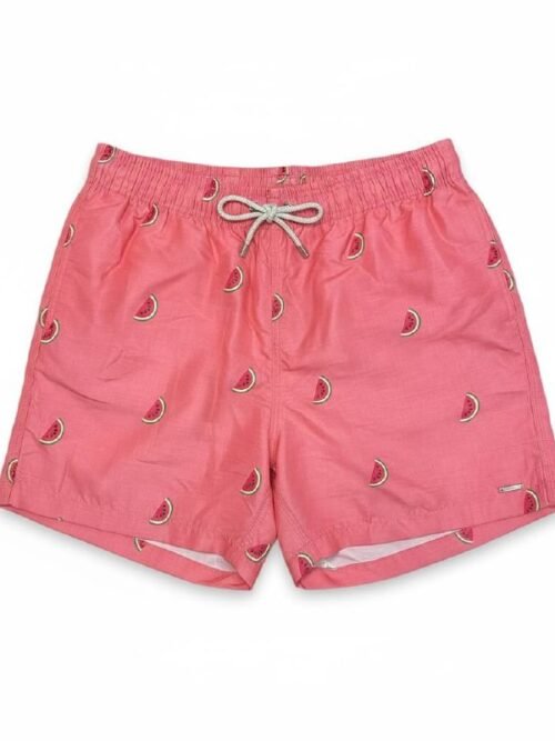 Shorts Praia Masculino Khotz Estampa Melancia Rosê com Ponteiras em Metal