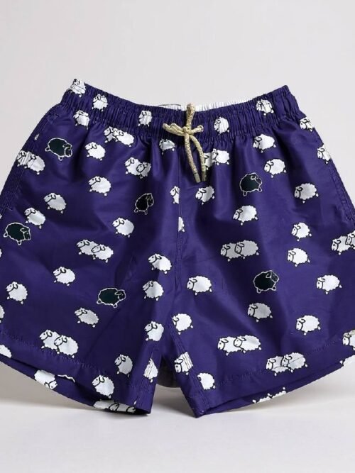 Shorts Praia Masculino Khotz Estampa Oveja Púrpura com Ponteiras em Metal