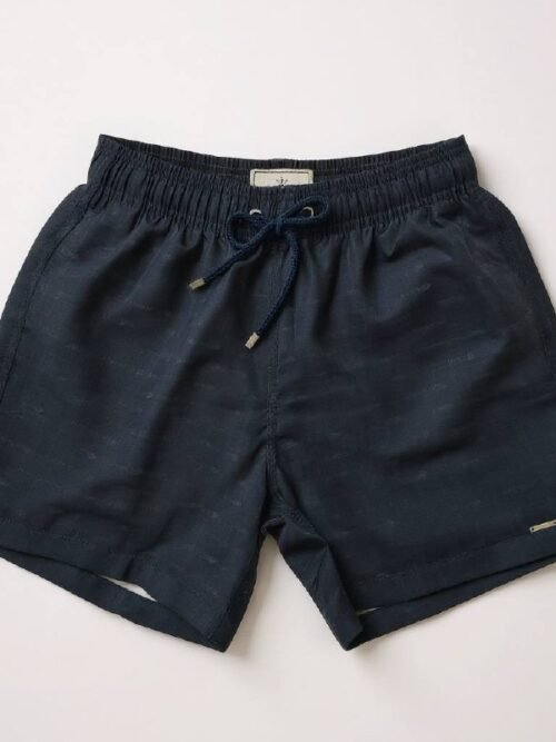 Shorts Praia Masculino Khotz Estampa Espinha de Peixe Azul com Ponteiras em Metal