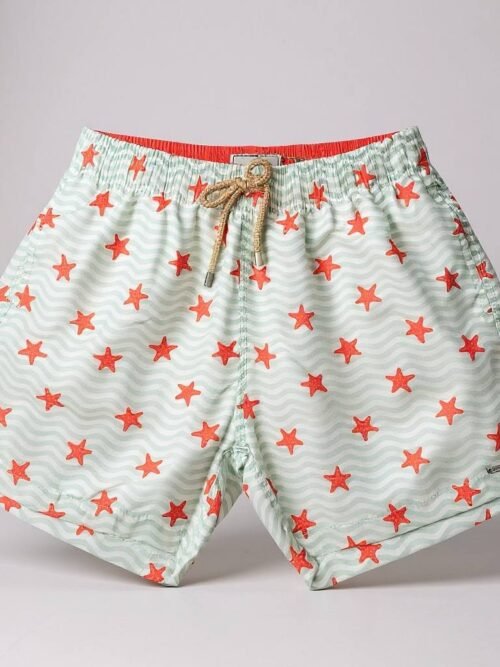 Shorts Praia Masculino Khotz Estampa Estrela do Mar com Ponteiras em Metal