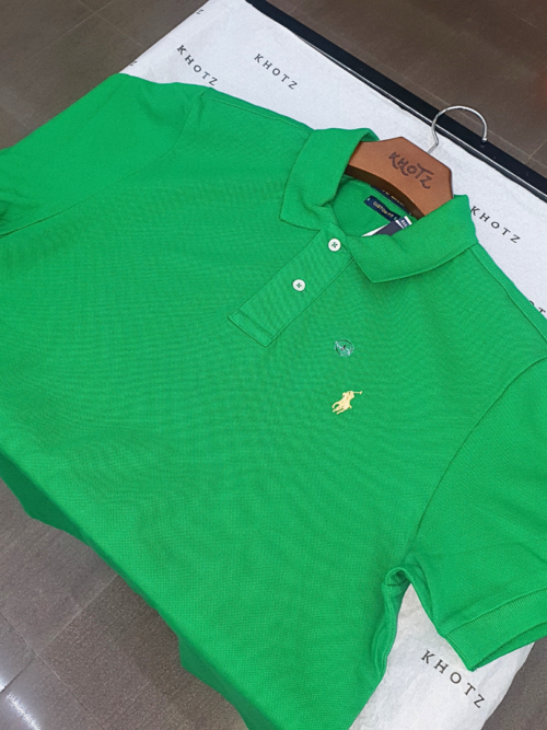 Polo Ralph Lauren Masculina Verde Esmeralda Pony Limão