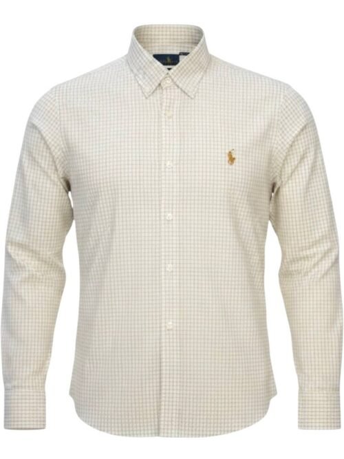 Camisa Ralph Lauren Masculina Xadrez Europeu Pony Dourado