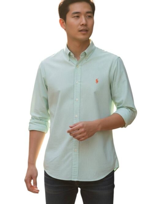 Camisa Ralph Lauren Masculina Listras América Pony Laranja