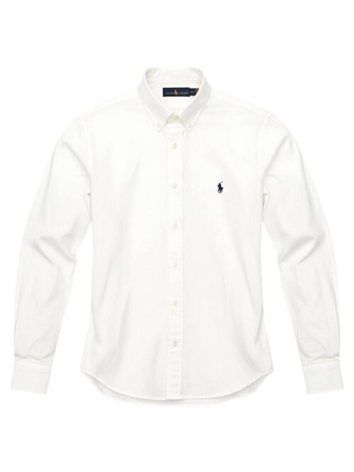 Camisa Ralph Lauren Masculina Oxford Clássico Branca Pony Marinho