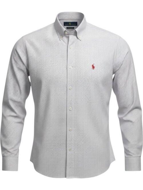 Camisa Ralph Lauren Masculina Xadrez Minimalista Executivo Pony Vermelho
