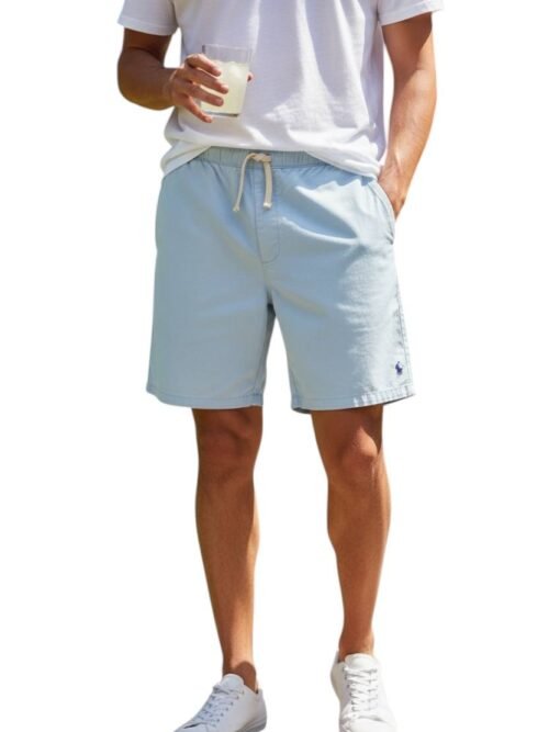 Bermuda Ralph Lauren Masculina Casual Puro Algodão cor Azul Bebê