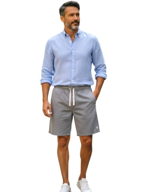 Bermuda Ralph Lauren Masculina Casual Puro Algodão cor Cinzenta