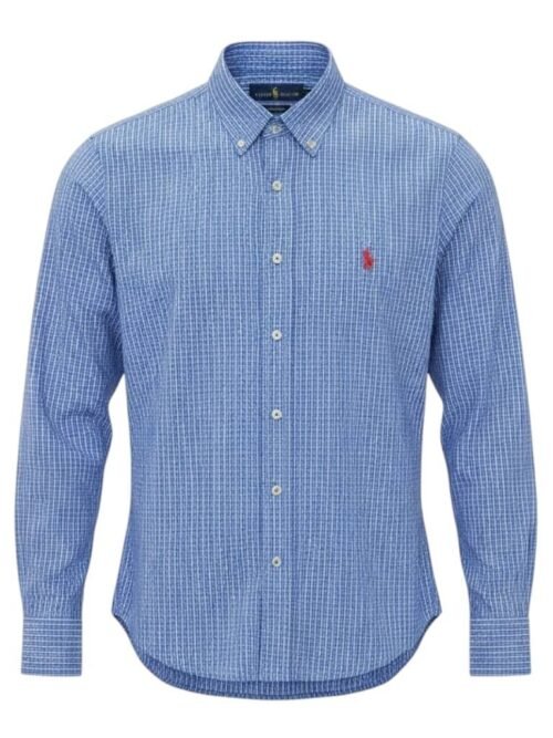 Camisa Ralph Lauren Masculina Azul Celeste Listras Executiva Pony Azul