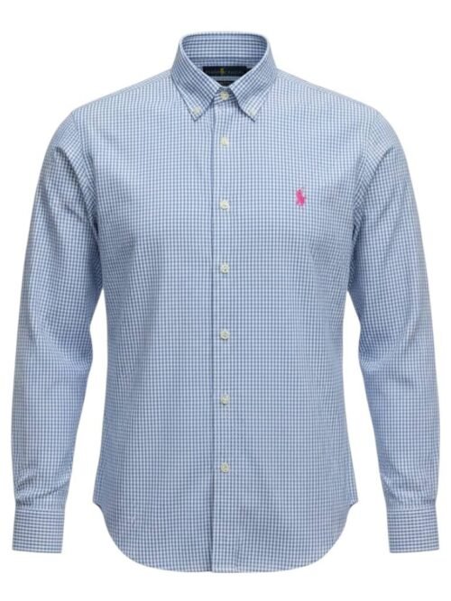 Camisa Ralph Lauren Masculina Xadrez Executivo Pony Rosa